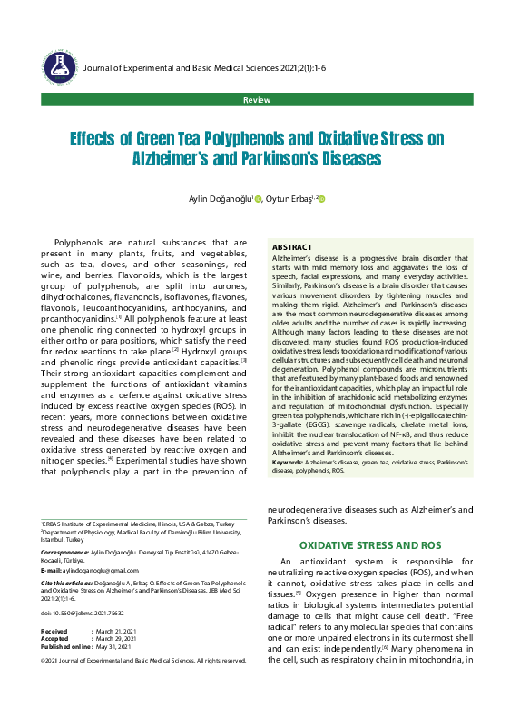 (PDF) Effects of Green Tea Polyphenols and Oxidative Stress on ...