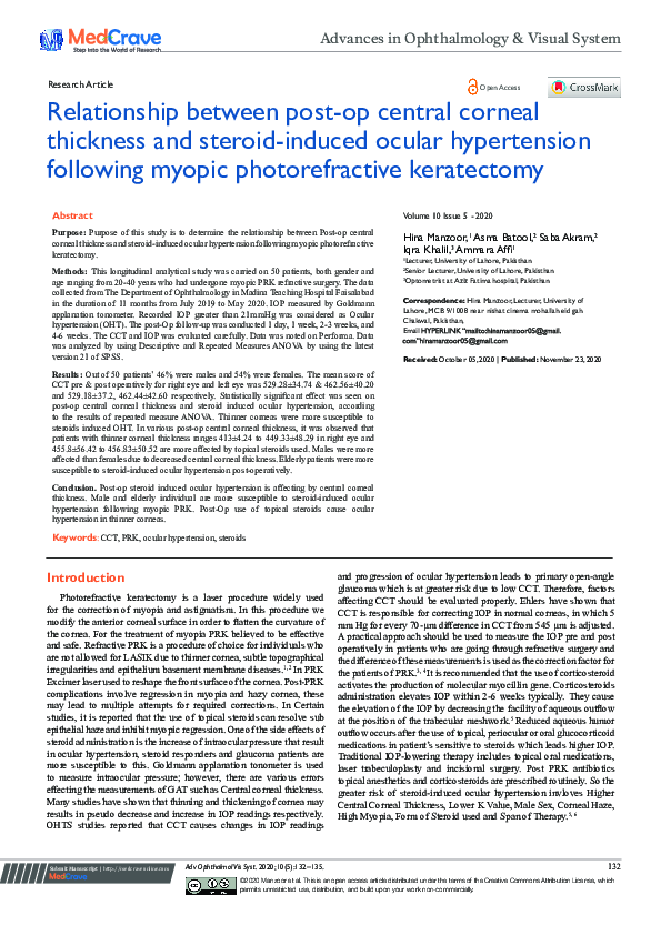 (PDF) Relationship between post-op central corneal thickness and ...