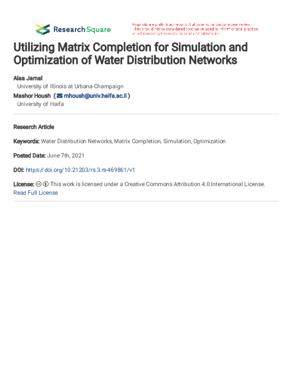 (PDF) Utilizing Matrix Completion for Simulation and Optimization of ...