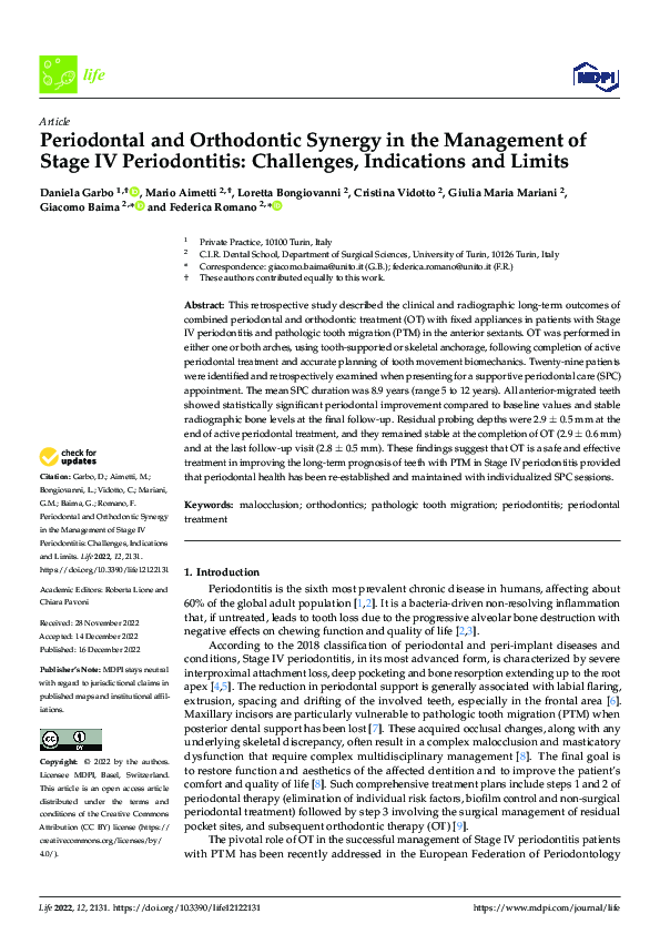 (PDF) Periodontal and Orthodontic Synergy in the Management of Stage IV ...