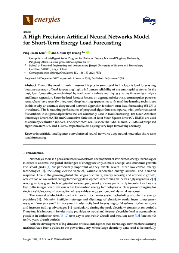 (PDF) A High Precision Artificial Neural Networks Model for Short-Term ...