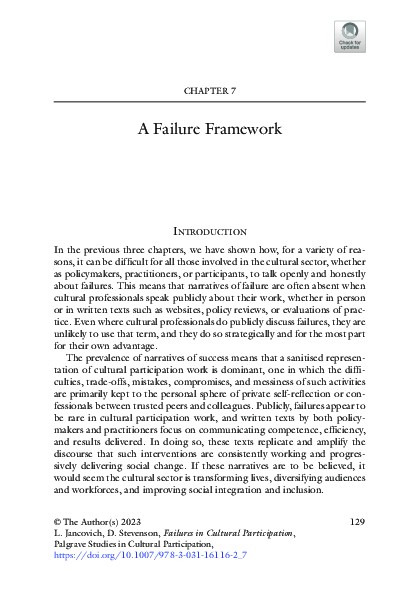 (PDF) A Failure Framework