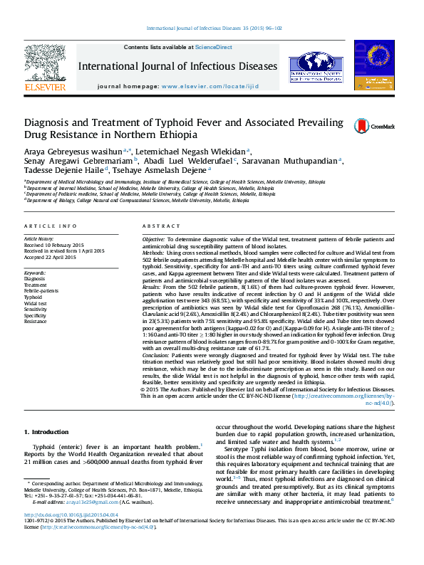 (PDF) Diagnosis and Treatment of Typhoid Fever and Associated ...
