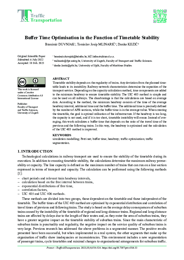 (PDF) Buffer Time Optimization in the Function of Timetable Stability