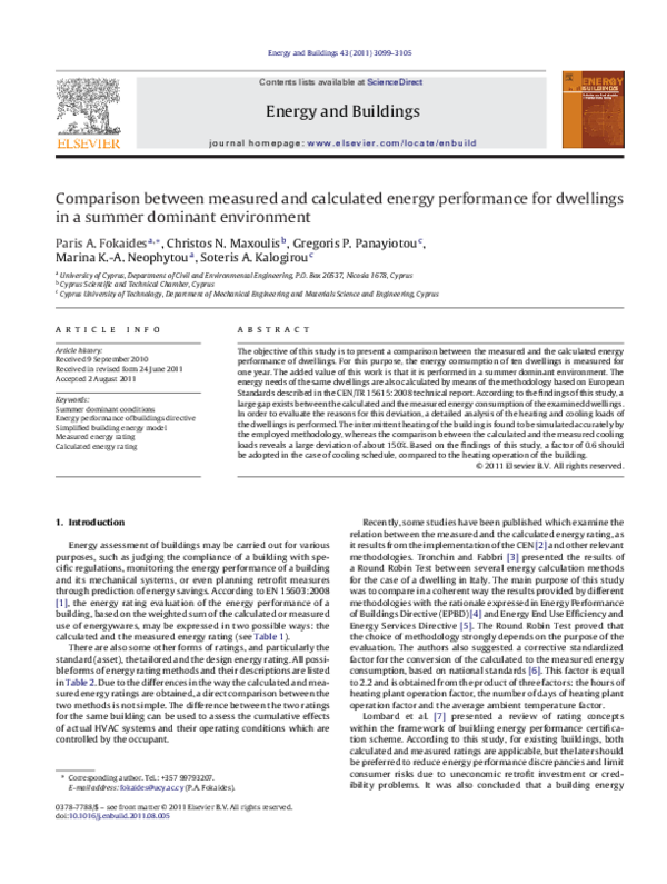 (PDF) Comparison between measured and calculated energy performance for ...
