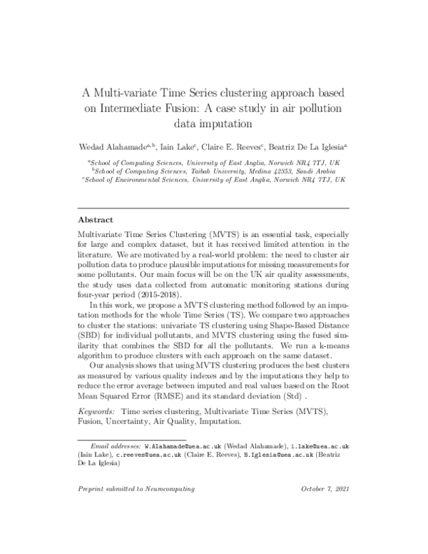 (PDF) A multi-variate time series clustering approach based on ...