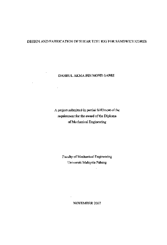 (PDF) Design and fabrication of shear test rig for sandwich cores