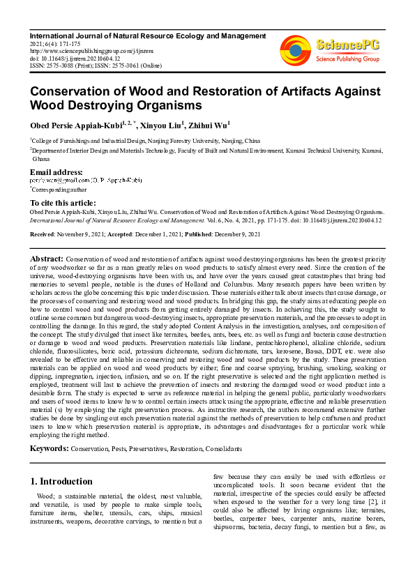 (PDF) Conservation of Wood and Restoration of Artifacts Against Wood ...