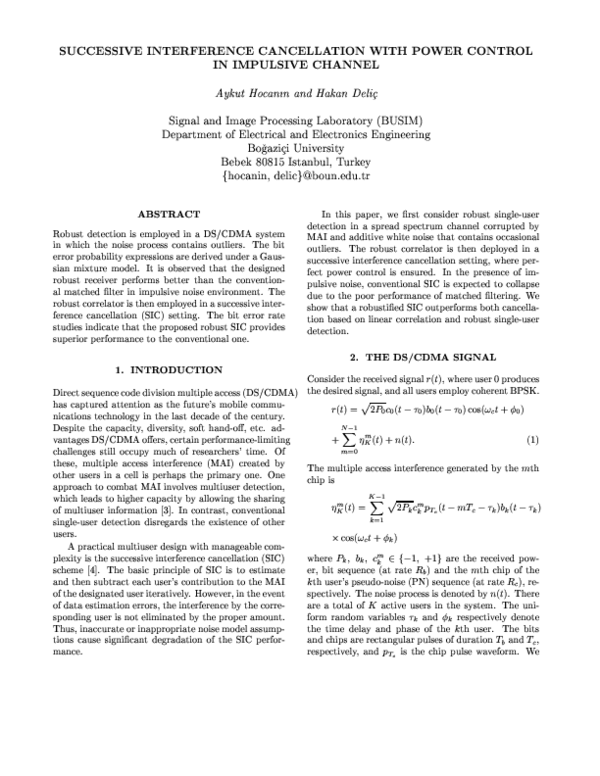 (PDF) Successive Interference Cancellation with Power Control in ...