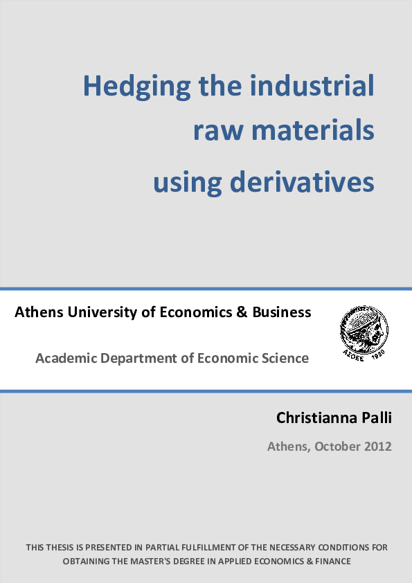 (PDF) Hedging the industrial raw materials using derivatives