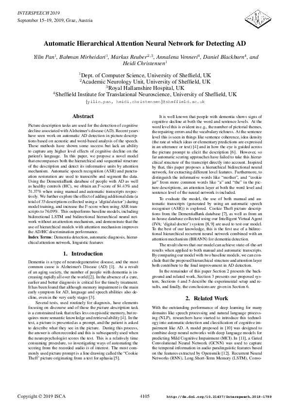 (PDF) Automatic Hierarchical Attention Neural Network for Detecting AD