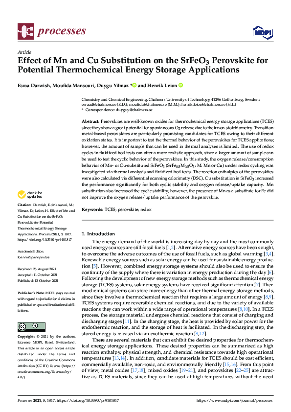 (PDF) Effect of Mn and Cu Substitution on the SrFeO3 Perovskite for ...