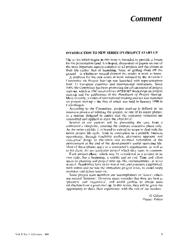 (PDF) Introduction to new series on Project Start-up