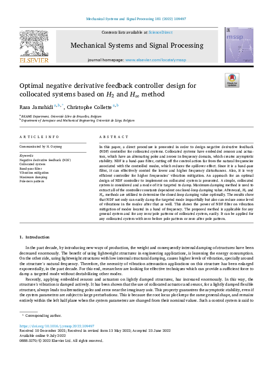 (PDF) Optimal negative derivative feedback controller design for ...
