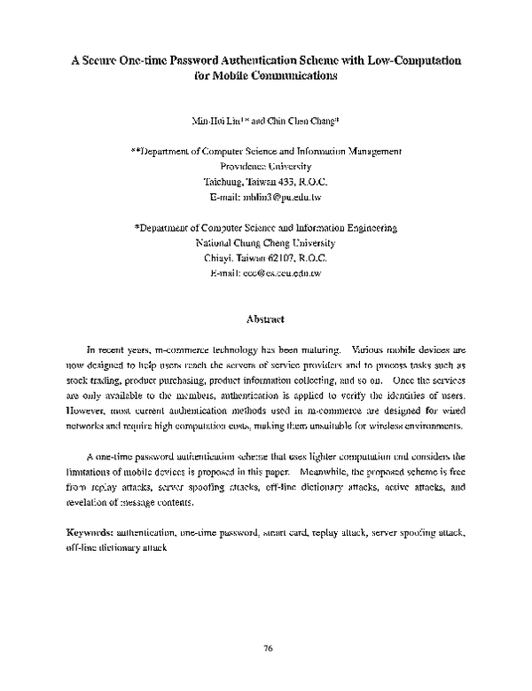 (PDF) A Secure One-Time Password Authentication Scheme Using Image ...