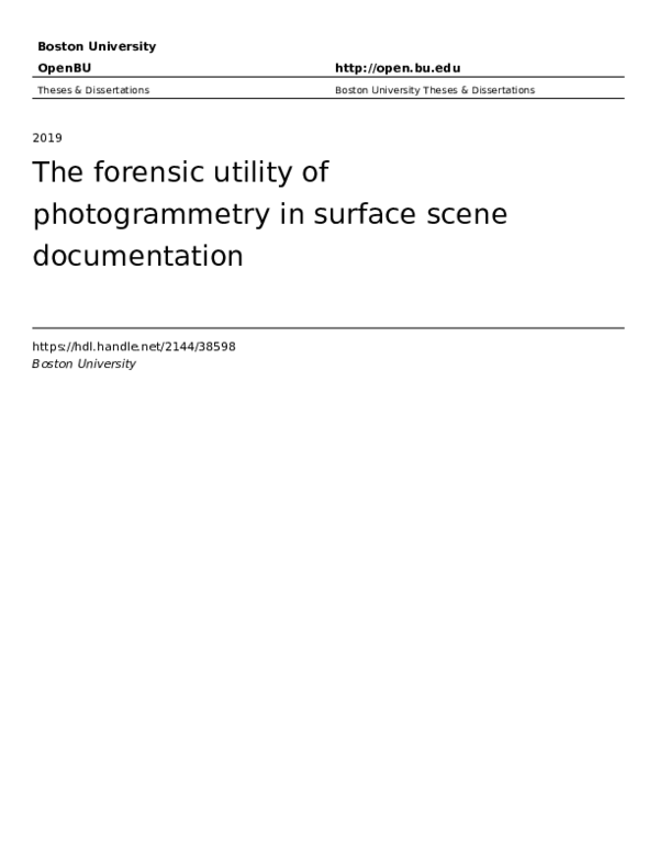 (PDF) The Forensic Utility of Photogrammetry in Surface Scene Documentation