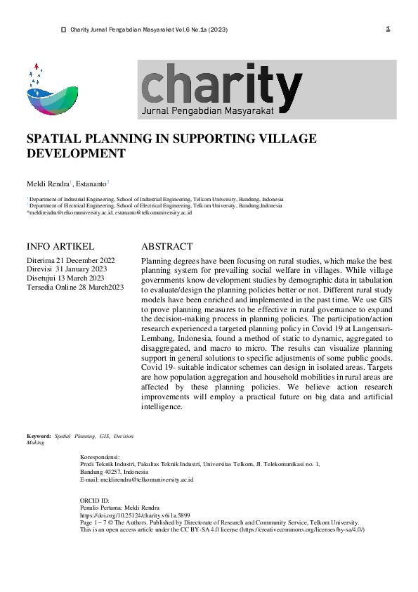 (PDF) Spatial Planning in Supporting Village Development