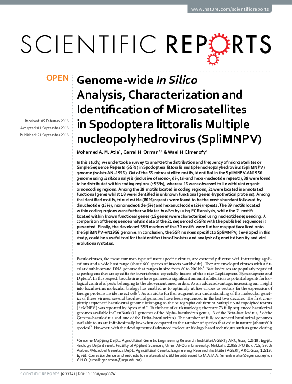 (PDF) Genome-wide In Silico Analysis, Characterization and ...