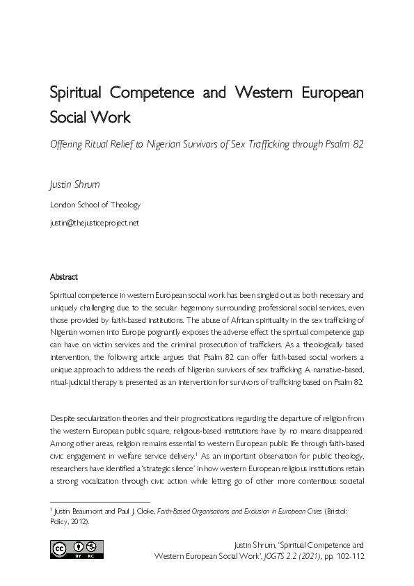 (PDF) Spiritual Competence and Western European Social Work
