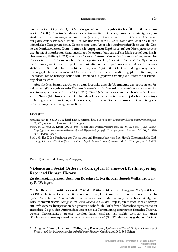 (PDF) Violence and Social Orders: A Conceptual Framework for ...