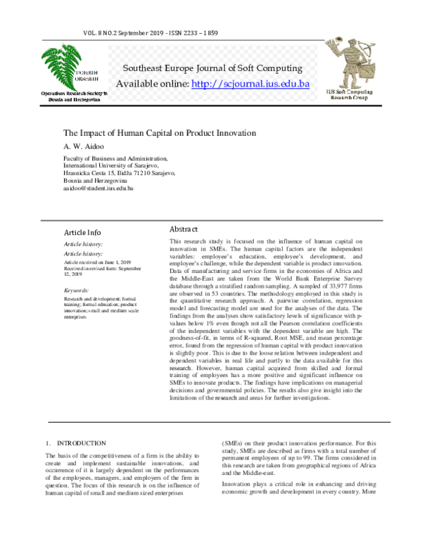 (PDF) The Impact of Human Capital on Product Innovation
