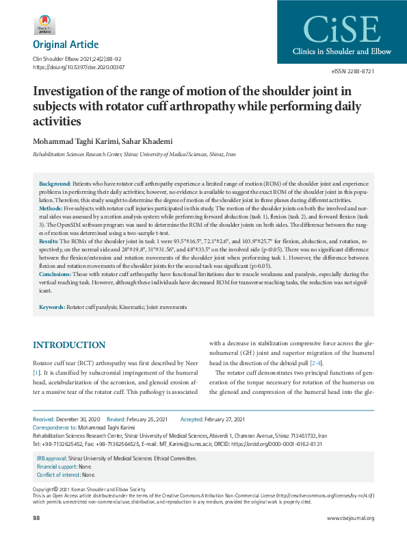 (PDF) Investigation of the range of motion of the shoulder joint in ...