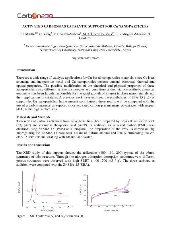 (PDF) Activated carbons as catalytic support for Cu nanoparticles