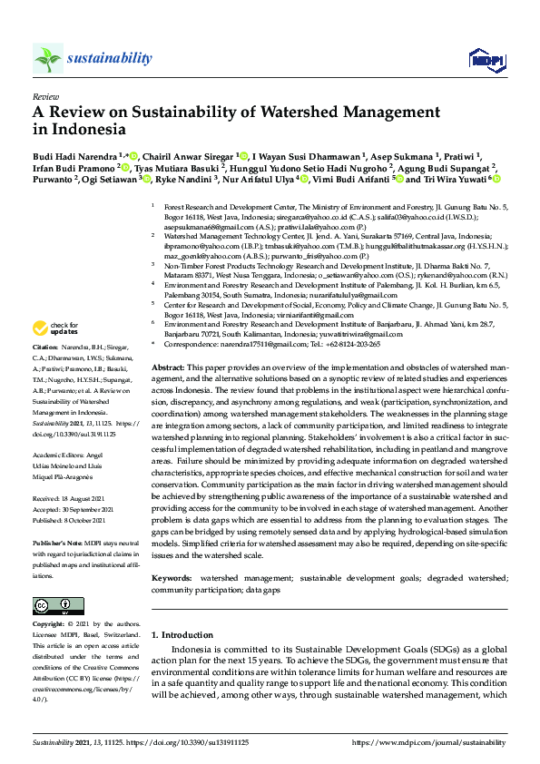 Pdf A Review On Sustainability Of Watershed Management In Indonesia Pdf A Review On Sustainability Of Watershed Management In Indonesia