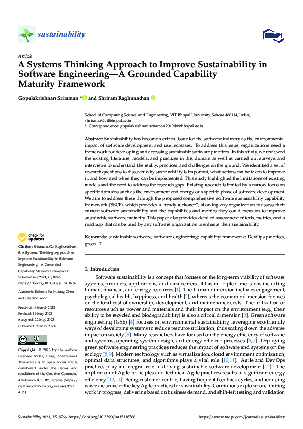 (PDF) A Systems Thinking Approach to Improve Sustainability in Software ...