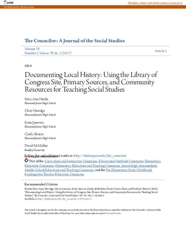 (PDF) Documenting Local History: Using the Library of Congress Site ...