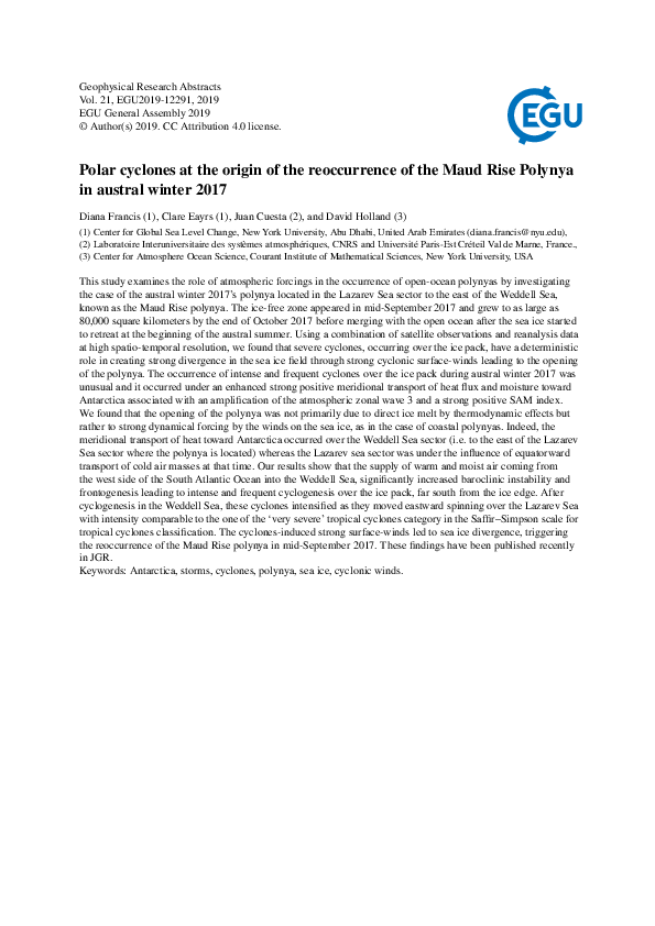 (PDF) Polar Cyclones at the Origin of the Reoccurrence of the Maud Rise ...