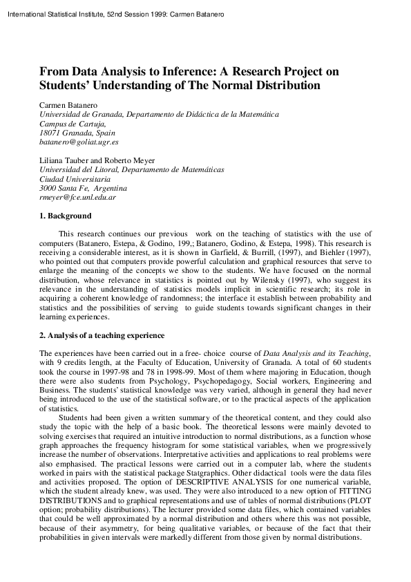 (PDF) From Data Analysis to Inference: A Research Project on Students ...