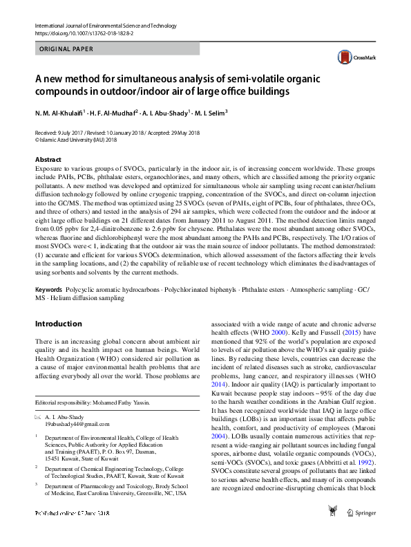 (PDF) A new method for simultaneous analysis of semi-volatile organic ...