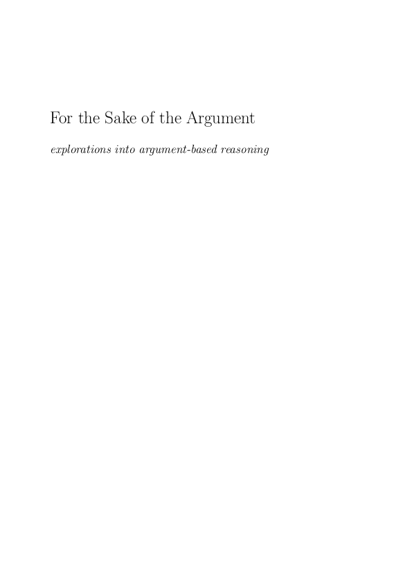 (PDF) For the sake of the Argument : explorations into argument-based ...