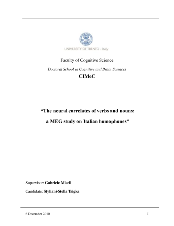 (PDF) The neural correlates of verbs and nouns: a MEG study on Italian ...