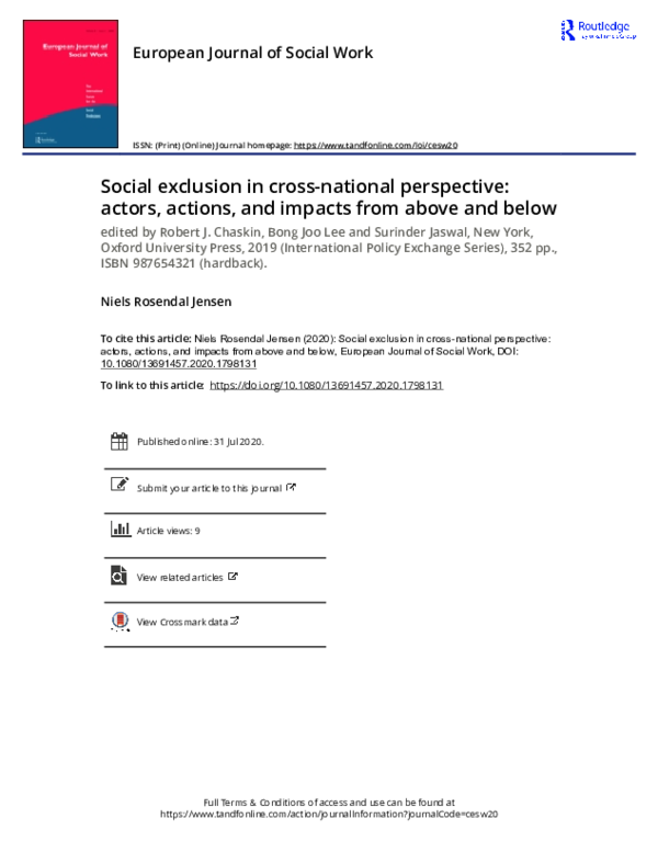 (PDF) Social exclusion in cross-national perspective: actors, actions ...