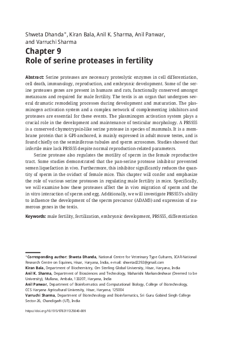 (PDF) Role of serine proteases in fertility