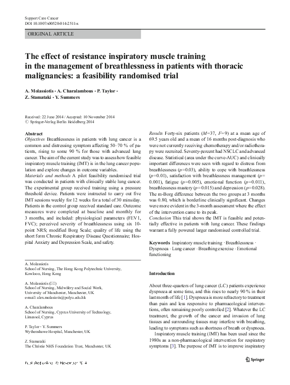 (PDF) The effect of resistance inspiratory muscle training in the ...