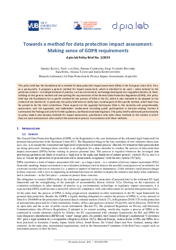 (PDF) Towards a method for data protection impact assessment: Making ...