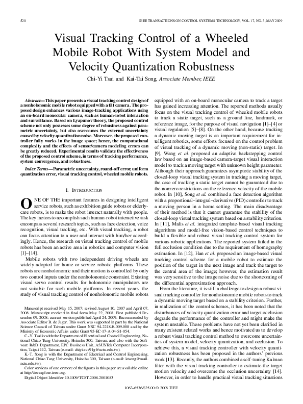 (PDF) Visual Tracking Control of a Wheeled Mobile Robot With System ...