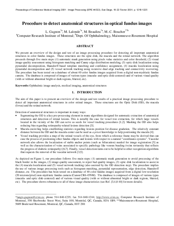 (PDF) Procedure to detect anatomical structures in optical fundus images