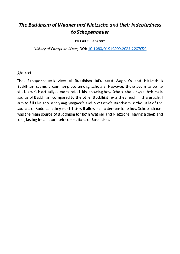 (PDF) The Buddhism of Wagner and Nietzsche and their indebtedness to ...
