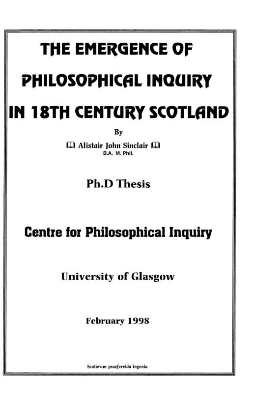 (PDF) The Emergence of Philosophical Inquiry in 18th Century Scotland