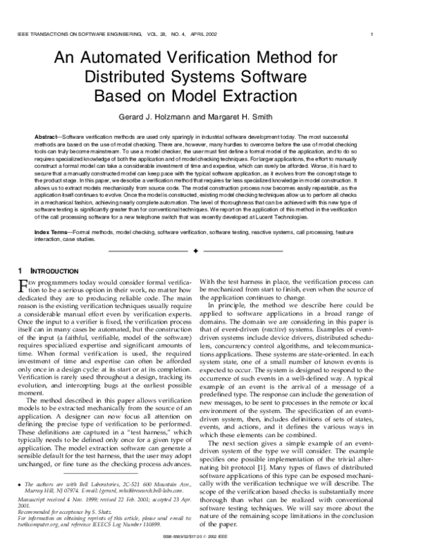 (PDF) An automated verification method for distributed systems software ...