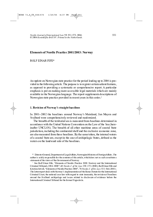 Elements of Nordic Practice 2001/2003: Norway