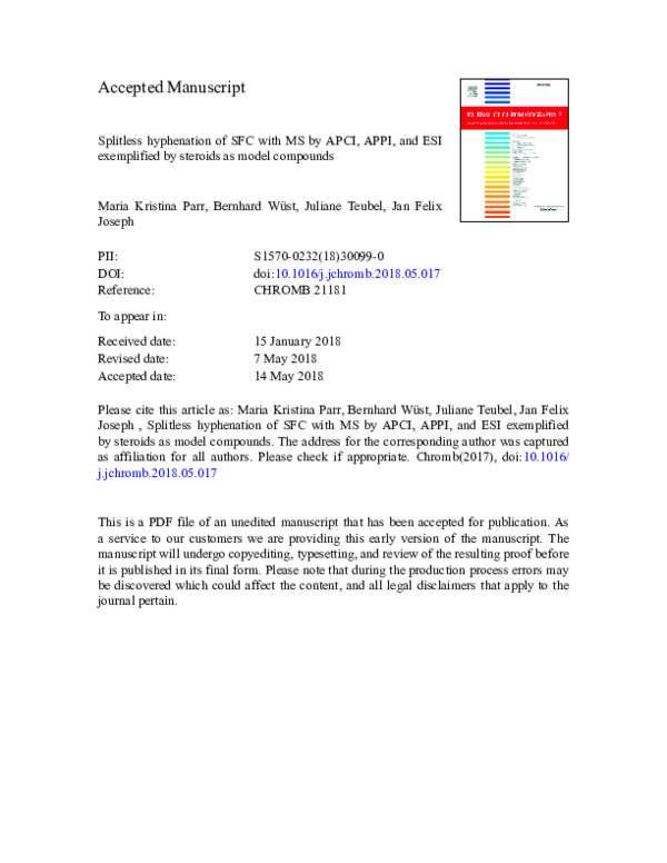(PDF) Splitless hyphenation of SFC with MS by APCI, APPI, and ESI ...