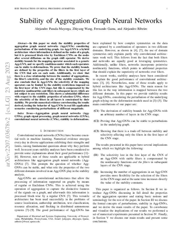(PDF) Stability of Aggregation Graph Neural Networks