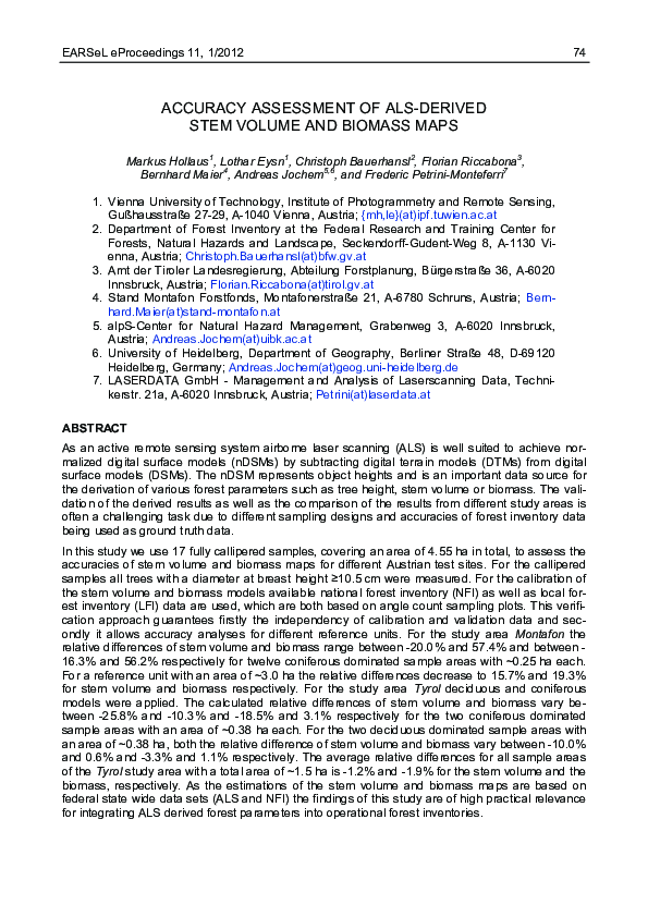 (PDF) Accuracy assessment of ALS-derived stem volume and biomass maps