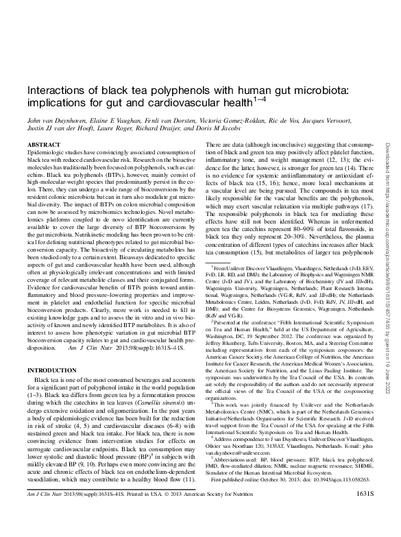 (PDF) Interactions of black tea polyphenols with human gut microbiota ...