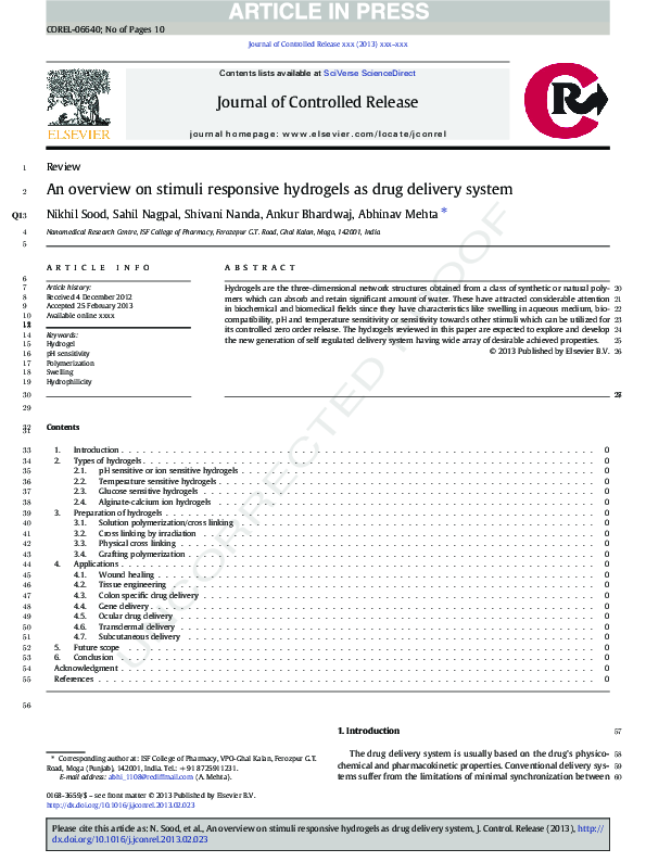 (PDF) WITHDRAWN: An overview on stimuli responsive hydrogels as drug ...